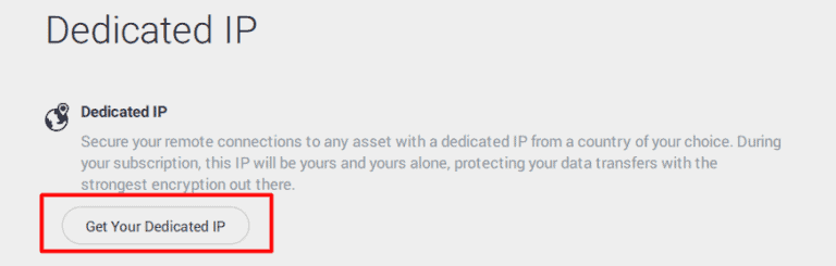 Private Internet Access  Dedicated IP interface